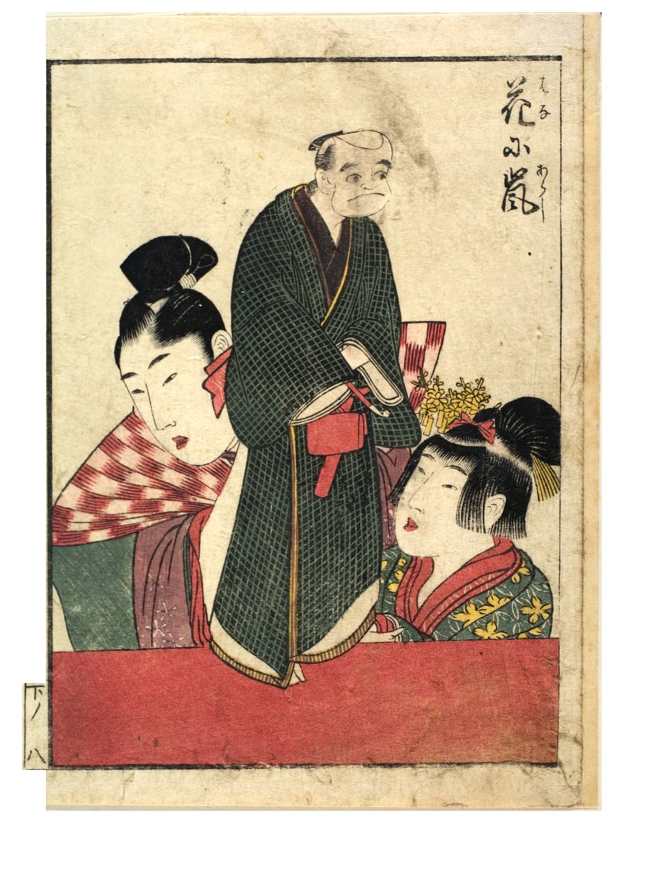 Marionett jelenetek férfi és női manipulátorokkal, c. 1758-1806 (fatömbnyomat papíron) alkotó: Kitagawa Utamaro