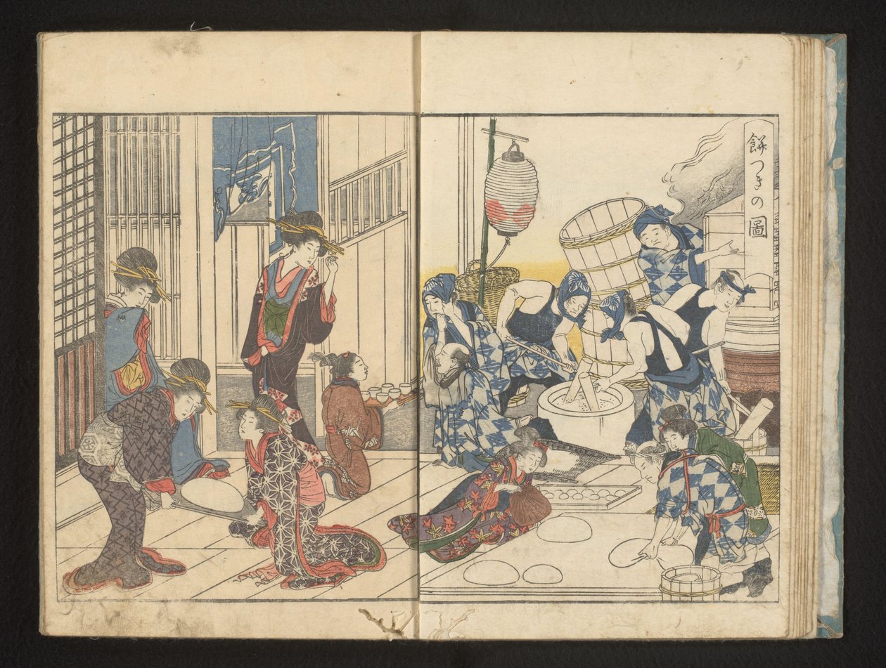 Mochi készítés alkotó: Kitagawa Utamaro