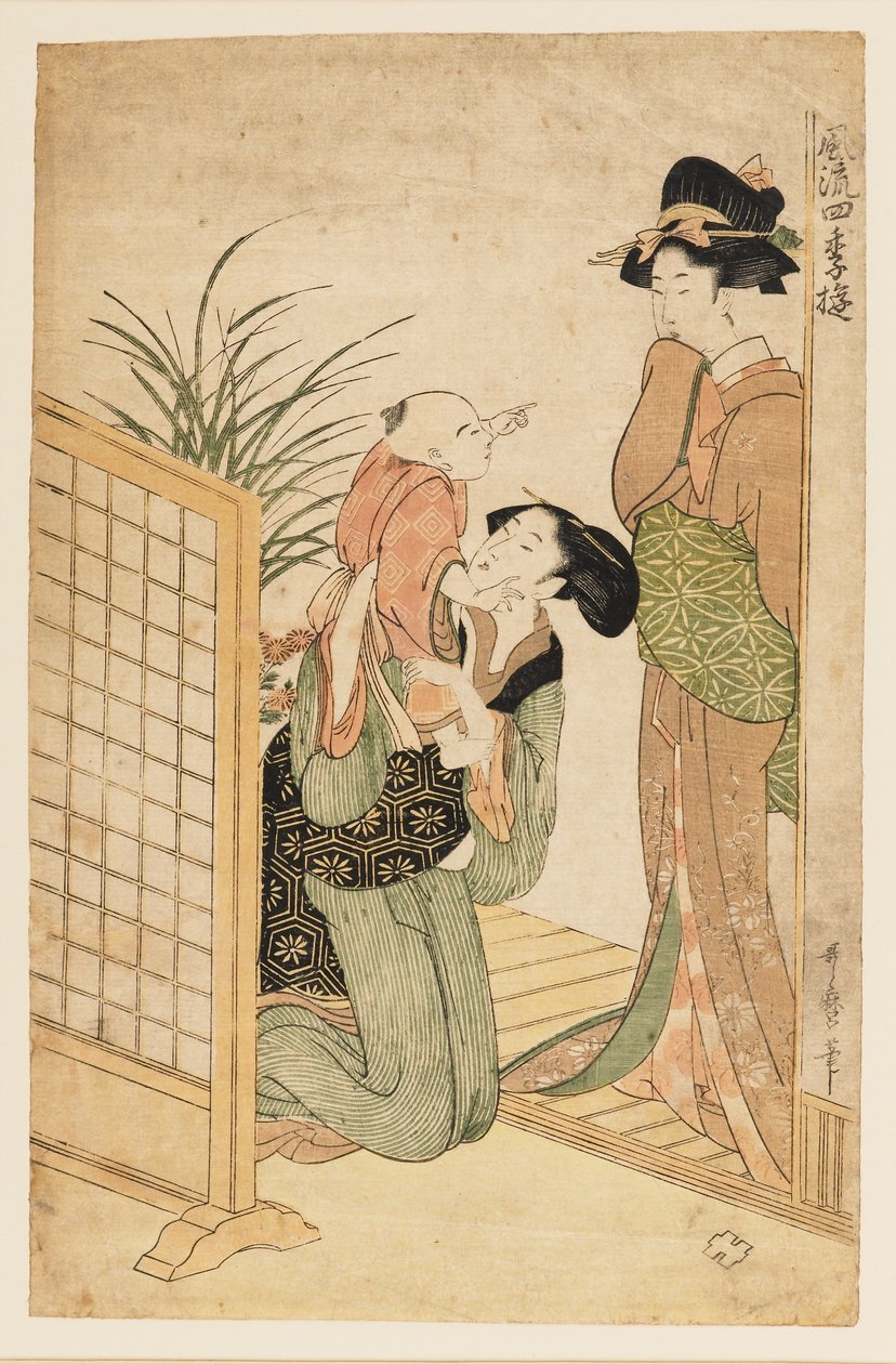 Anya, gyerek és ápolónő, c1800 alkotó: Kitagawa Utamaro
