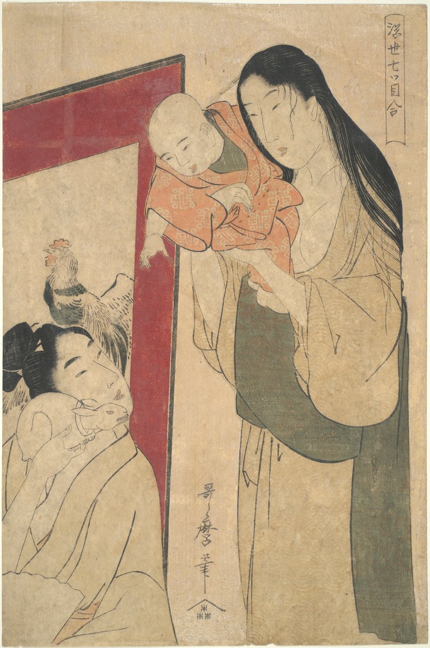 Anya, apa, baba és nyúl: Seven Eyes Watching Together alkotó: Kitagawa Utamaro