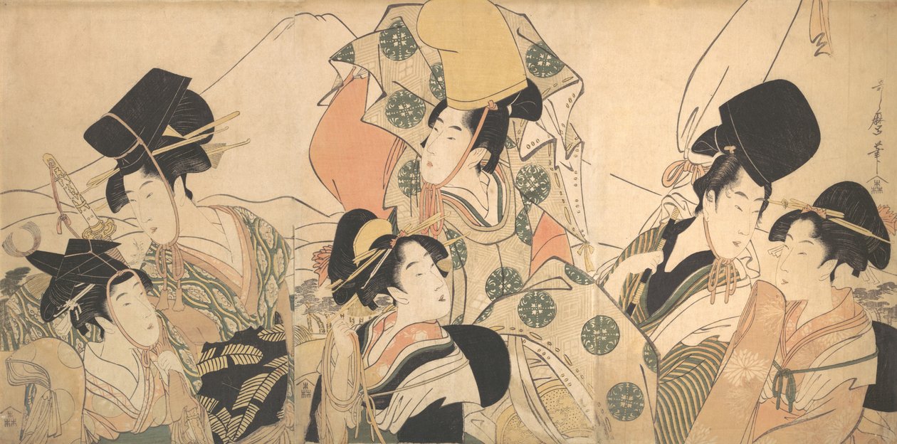 Narihira utazása keletre, kb. 1797. alkotó: Kitagawa Utamaro