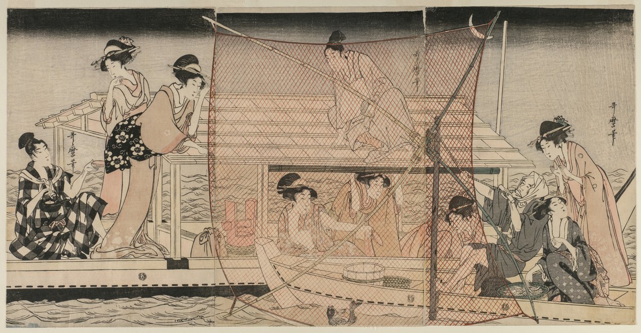 Hálós horgászat éjjel a Sumida folyón alkotó: Kitagawa Utamaro