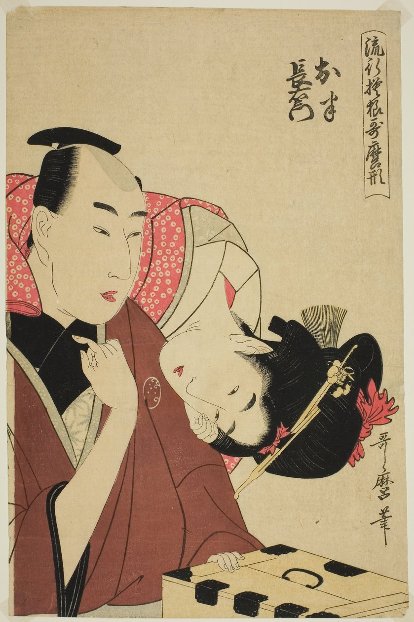 Ohan és Choemon, a "Divatos minták Utamaro stílusban (Ryuko moyo Utamaro-gata)" sorozatból, 1798-99 körül (színes fametszet; oban) alkotó: Kitagawa Utamaro