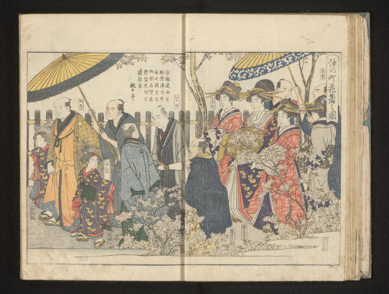 Felvonulás a cseresznyevirág mentén alkotó: Kitagawa Utamaro