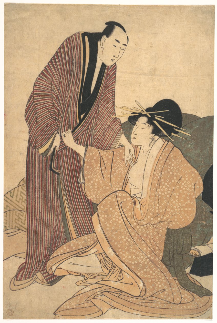 Szerelmesek búcsúja: kurtizán és szeretője alkotó: Kitagawa Utamaro