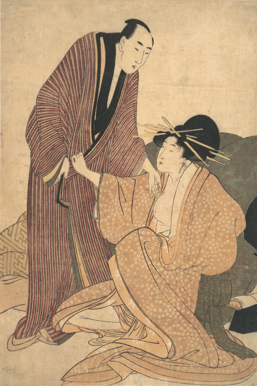 A szerelmesek elválása: Courtesan and Her Lover, kb. 1800. alkotó: Kitagawa Utamaro