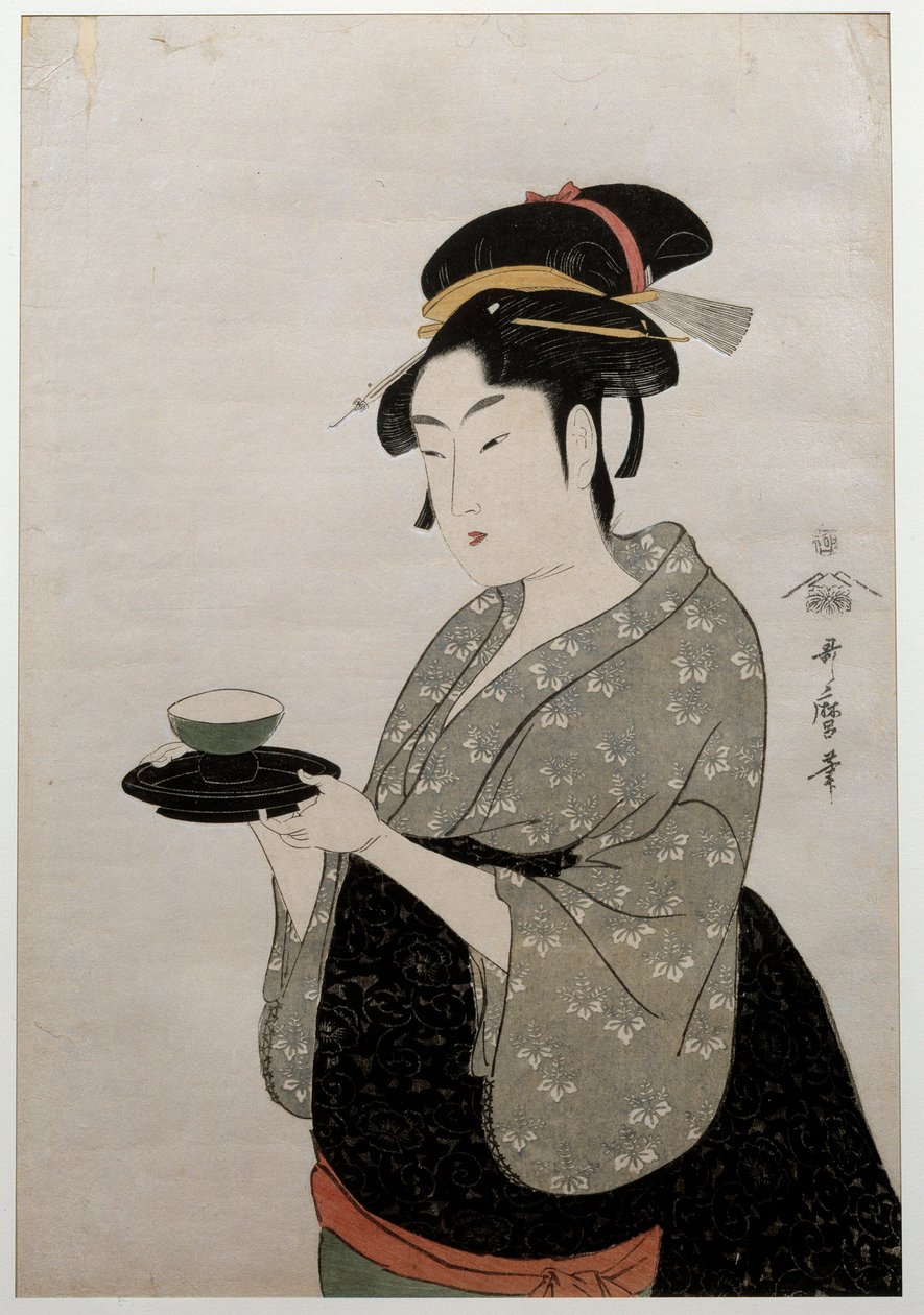 Anya vezeték portréja. Egy nő portréja. Japán nyomat Utamaro Kitagawa (1753 - 1806) Ukiyo-E stílusban, 1793 körül. Párizs, Guimet Múzeum alkotó: Kitagawa Utamaro