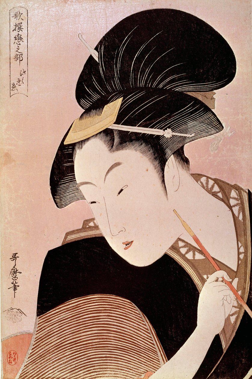 Nő portréja japán nyomat, Utamaro Kitagawa (1753-1806) alkotó: Kitagawa Utamaro