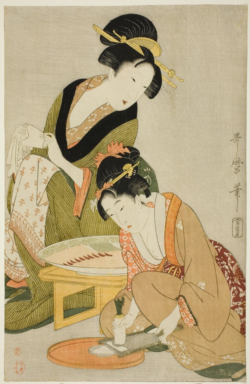 Étkezés készítése alkotó: Kitagawa Utamaro