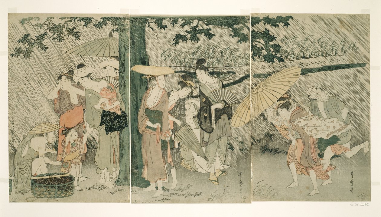 Menedék a hirtelen zápor elől alkotó: Kitagawa Utamaro