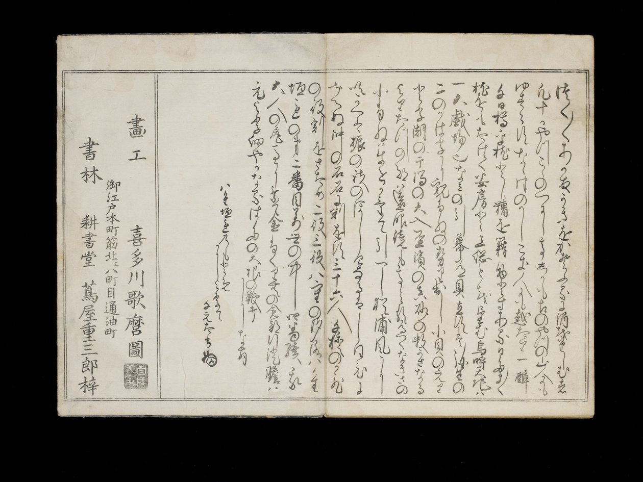 Shiohi no tsuto (Ajándékok az Ebb-dagályból), Shell Book néven ismert, 1789 (színes fatömbnyomat) alkotó: Kitagawa Utamaro