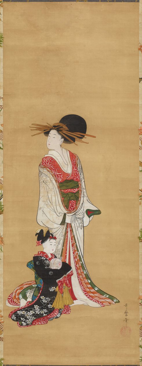 Stehende Kurtisane und Kamuro alkotó: Kitagawa Utamaro