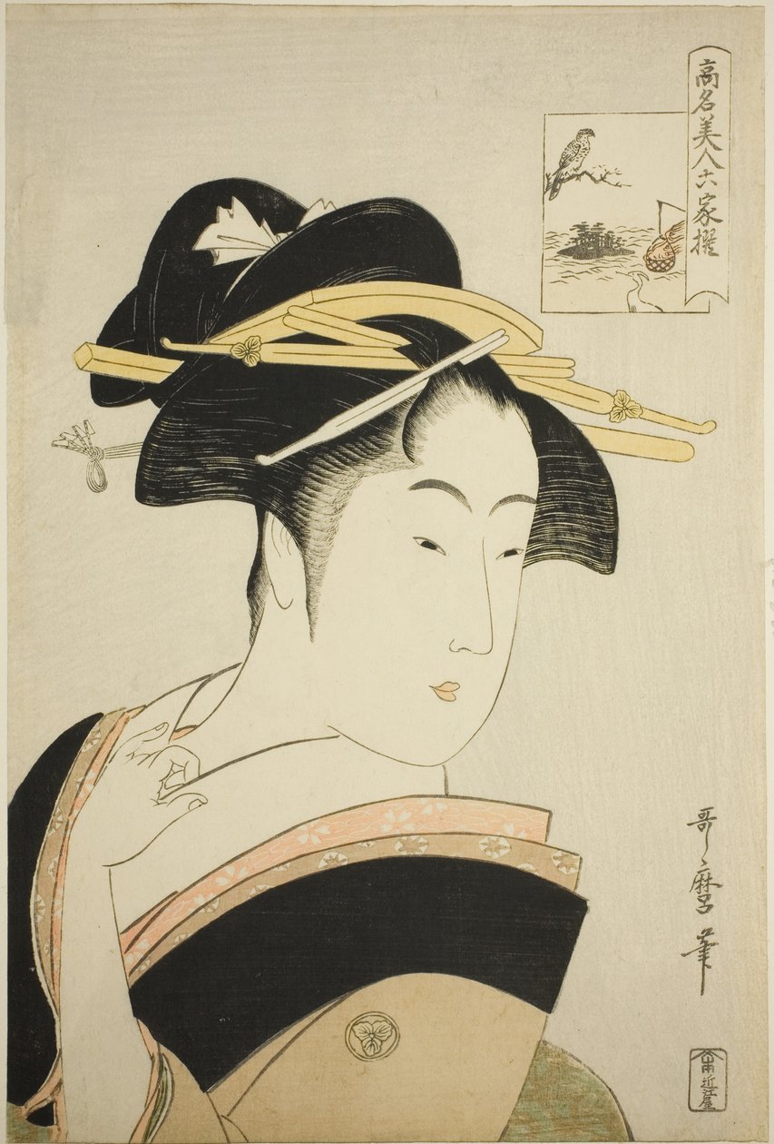 Takashima Ohisa, a "Hat halhatatlan költőhöz hasonlított híres szépségek (Komei bijin rokkasen)" sorozatból alkotó: Kitagawa Utamaro