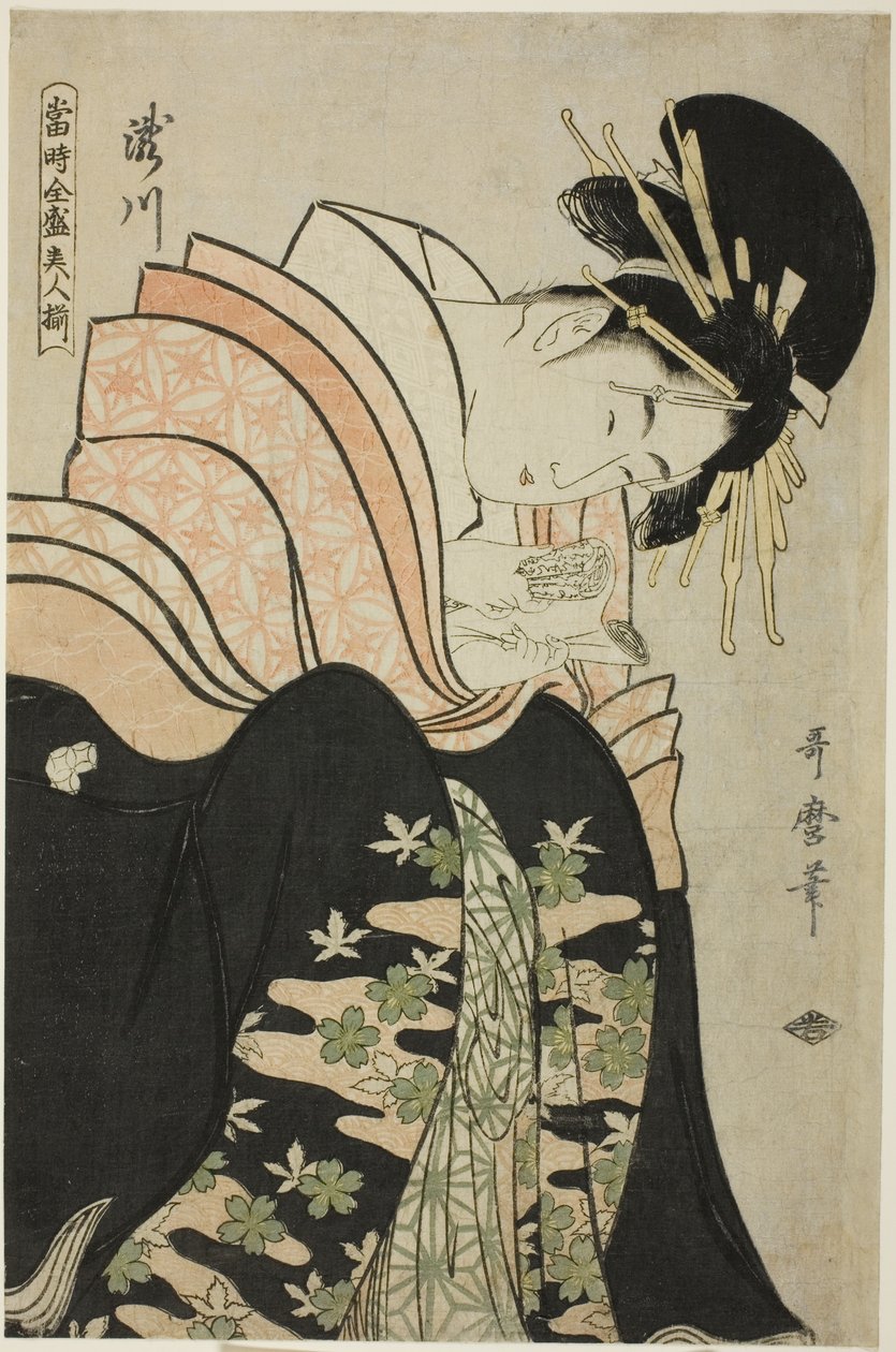 Takigawa, a "Jelenkor legfelsőbb szépségeinek tömbje (Toji zensei bijin zoroe)" sorozatból alkotó: Kitagawa Utamaro