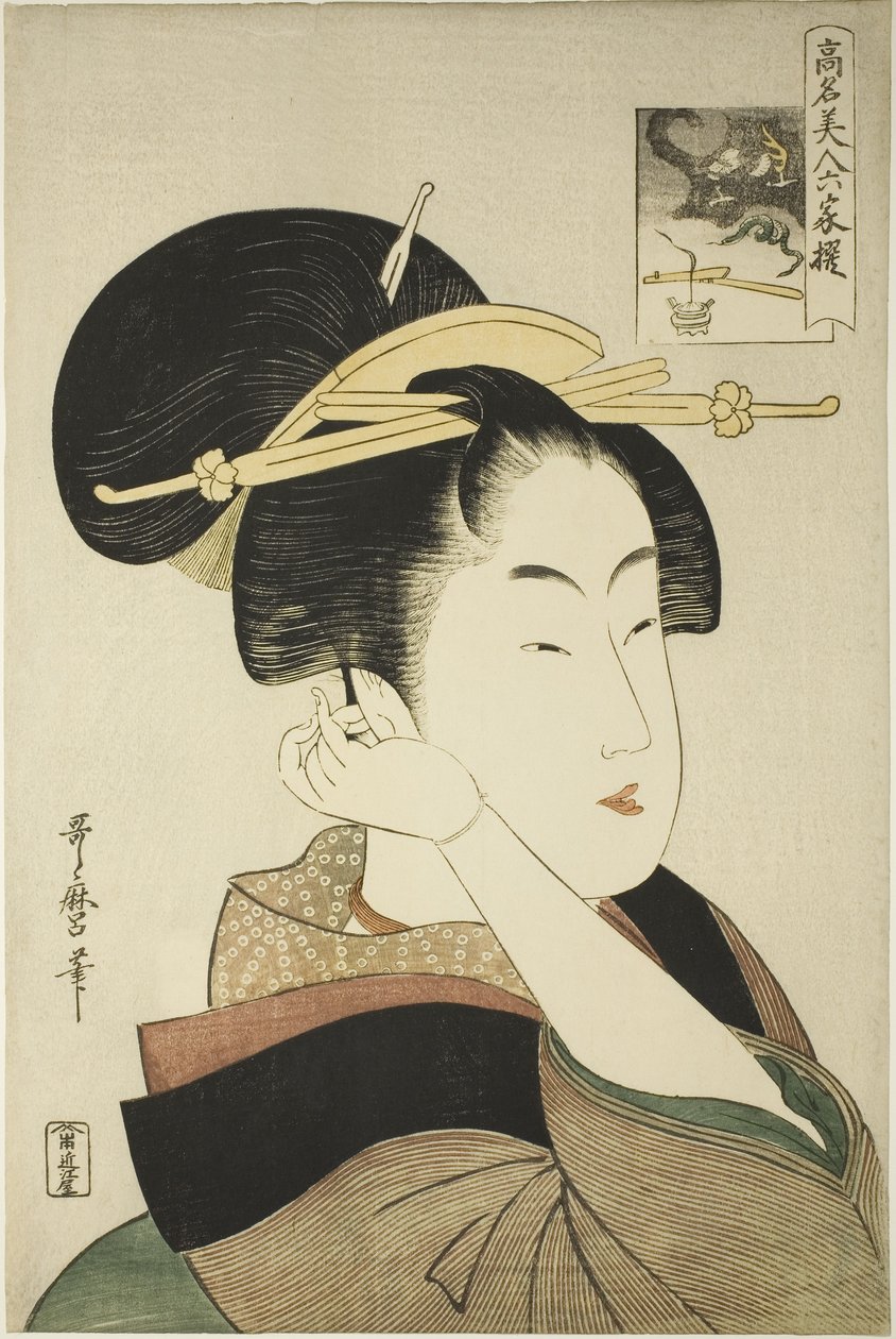 Tatsumi Roko, a Híres szépségek a hat halhatatlan költőhöz hasonlított sorozatból alkotó: Kitagawa Utamaro