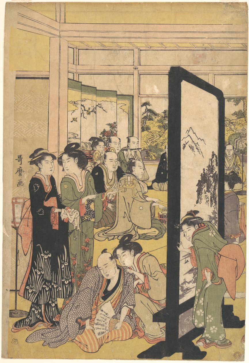 Kitao Masanobu művész pihen egy ünnepségen alkotó: Kitagawa Utamaro