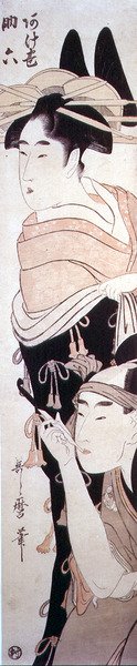 Agemaki udvarhölgy és Gallant Sukerokuja, 1797-98 körül (színes fatömbnyomat) alkotó: Kitagawa Utamaro