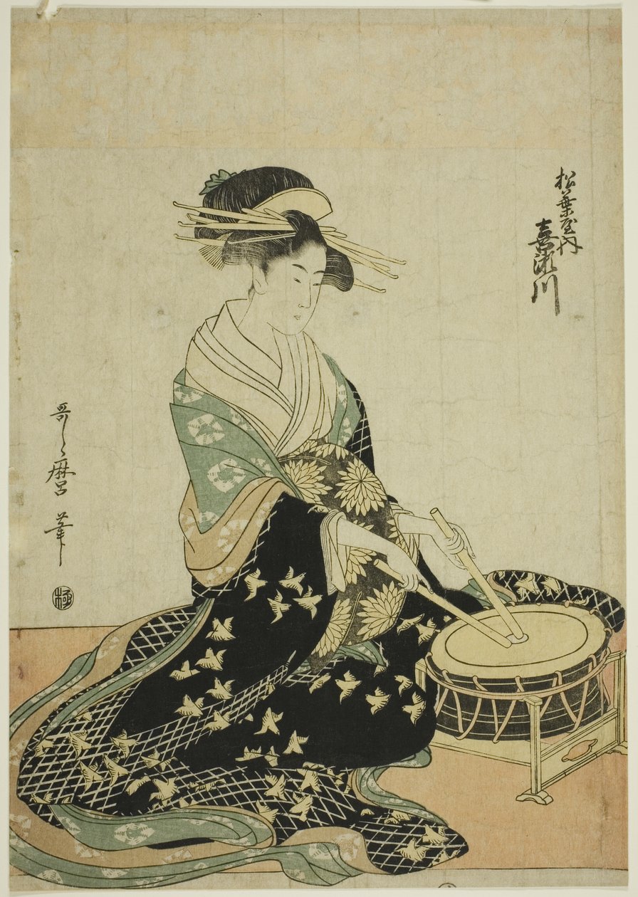 Kisegawa, a Matsubaya udvarhölgye, a Matsubaya udvarhölgyei, mint öt zenész cím nélküli sorozatából alkotó: Kitagawa Utamaro