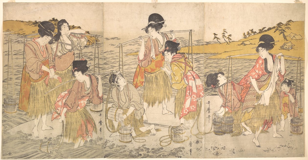 A tengerparti lányok tánca alkotó: Kitagawa Utamaro