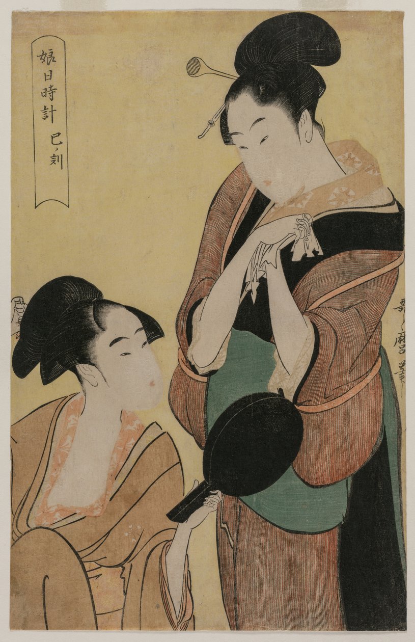 A kígyó órája (az Óra fiatal nőknek című sorozatból) alkotó: Kitagawa Utamaro