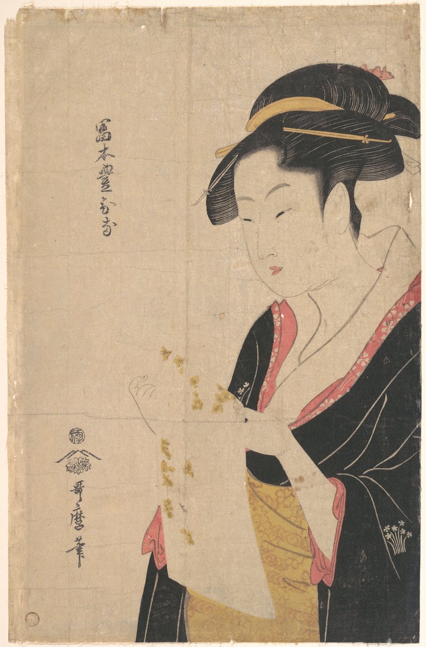 Tomimoto Toyohina asszony, amint levelet olvas alkotó: Kitagawa Utamaro