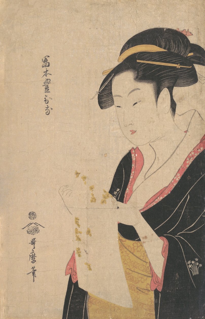 A Lady Tomimoto Toyohina levelet olvas, 1790. alkotó: Kitagawa Utamaro