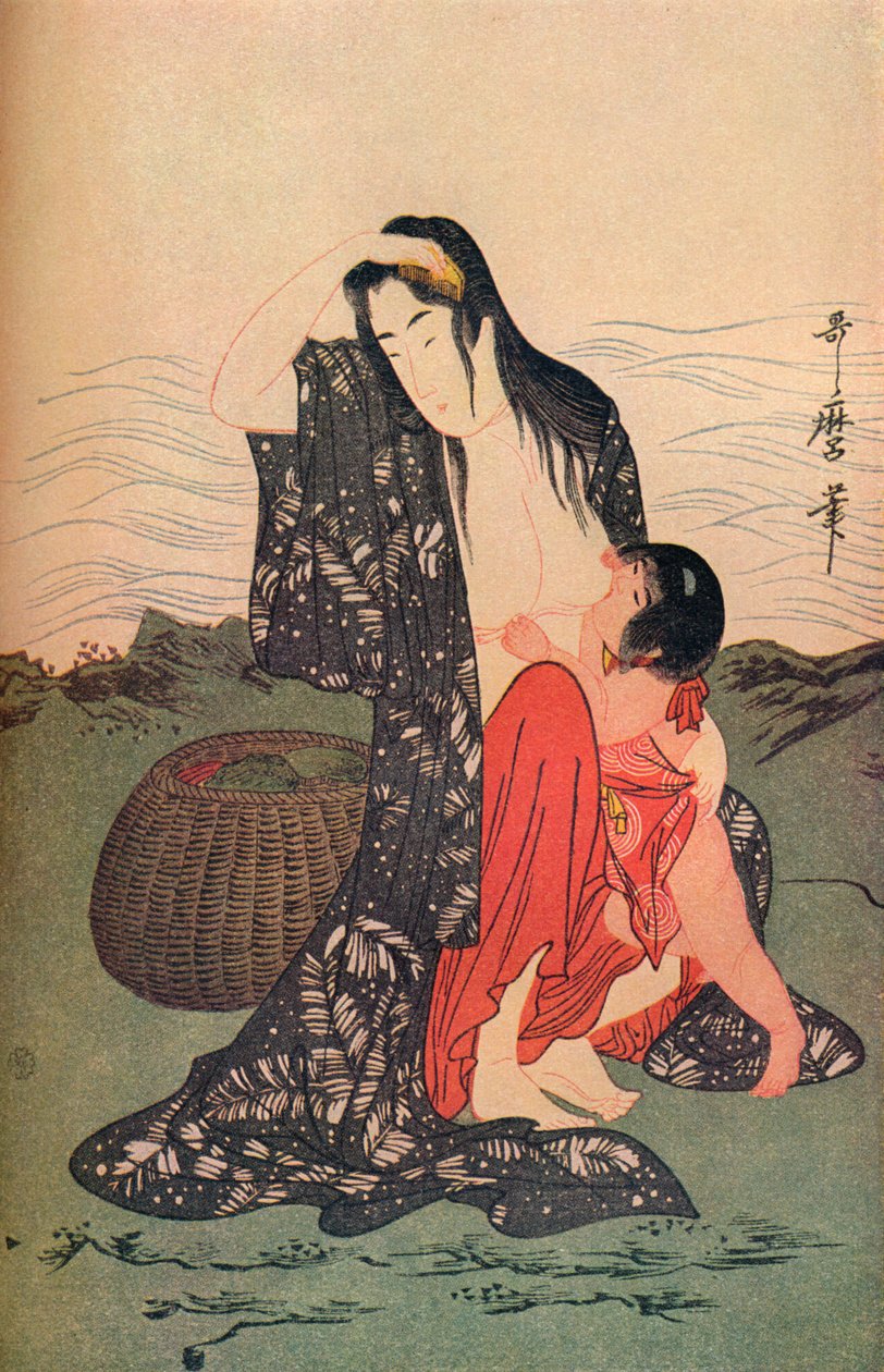 A The Pearl Divers, 1797-98, 1936 középső panelje. alkotó: Kitagawa Utamaro