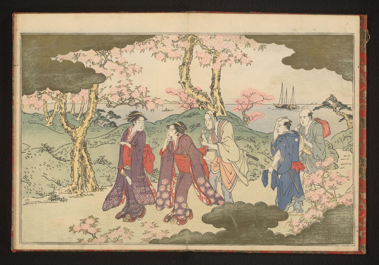 Gotenyama dombjai, Edo, kilátással az Edo-öbölre alkotó: Kitagawa Utamaro