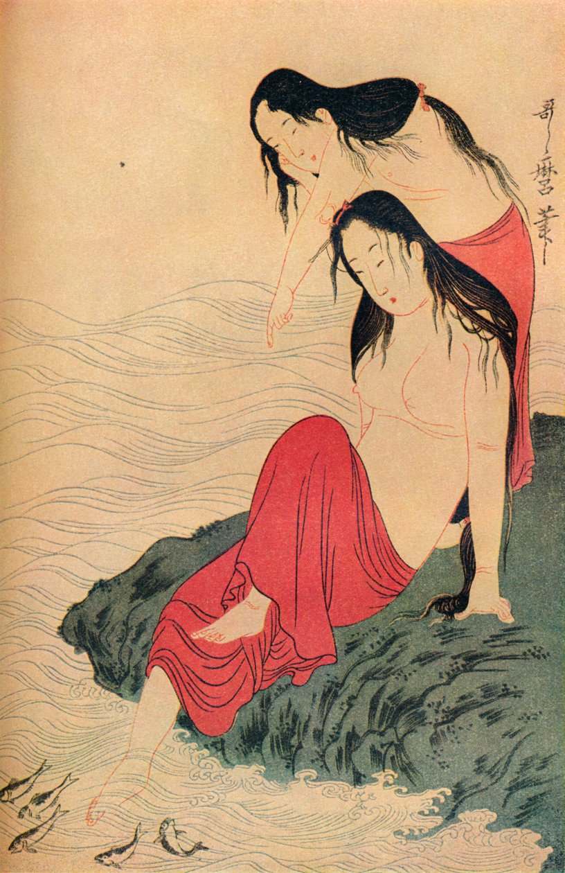A Pearl Divers triptichon bal keze és utolsó panelje, 1797-98, 1936. alkotó: Kitagawa Utamaro