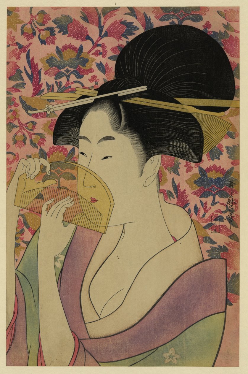 Átlátszó fésű, 1780-as évek alkotó: Kitagawa Utamaro