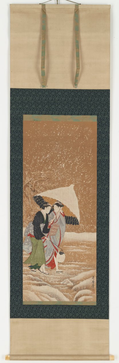 Két lány esernyő alatt hóviharban, 1753-1806. alkotó: Kitagawa Utamaro