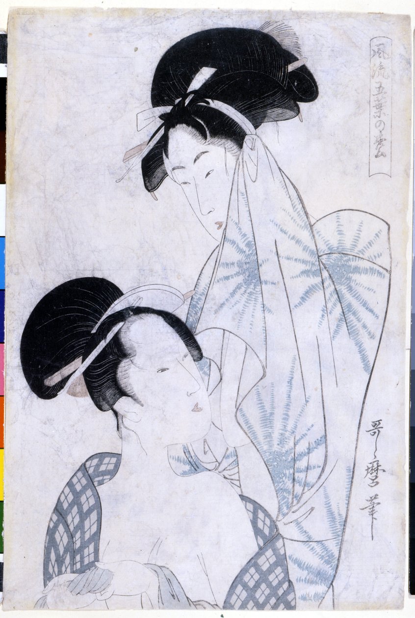 Két nő elhagyja a fürdőt. 1800. Utamaro KITAGAWA (1753-1806) alkotásai. alkotó: Kitagawa Utamaro