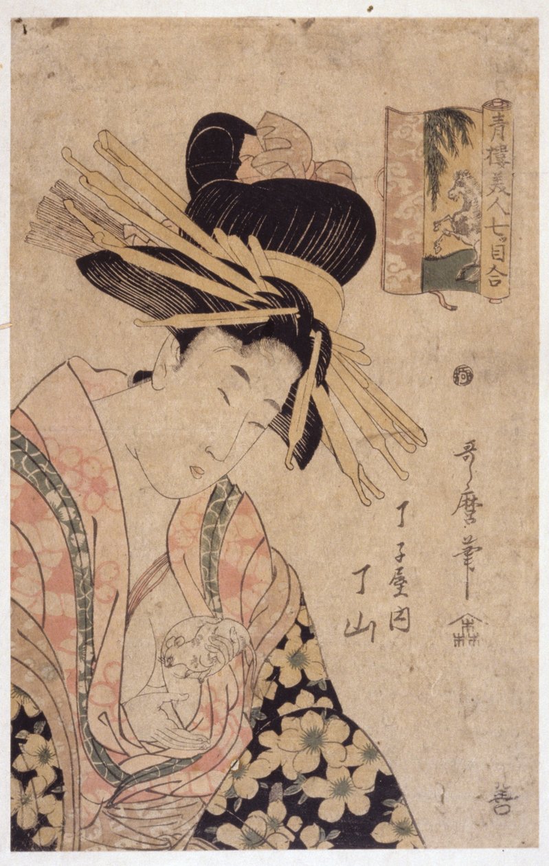 Nő és Fehér Egér alkotó: Kitagawa Utamaro