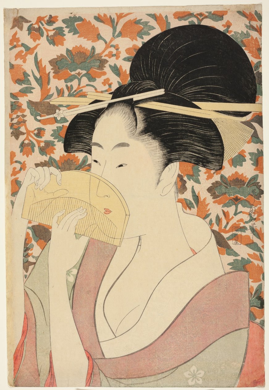 Nő, aki teknőspáncélú hajfésűt tart alkotó: Kitagawa Utamaro