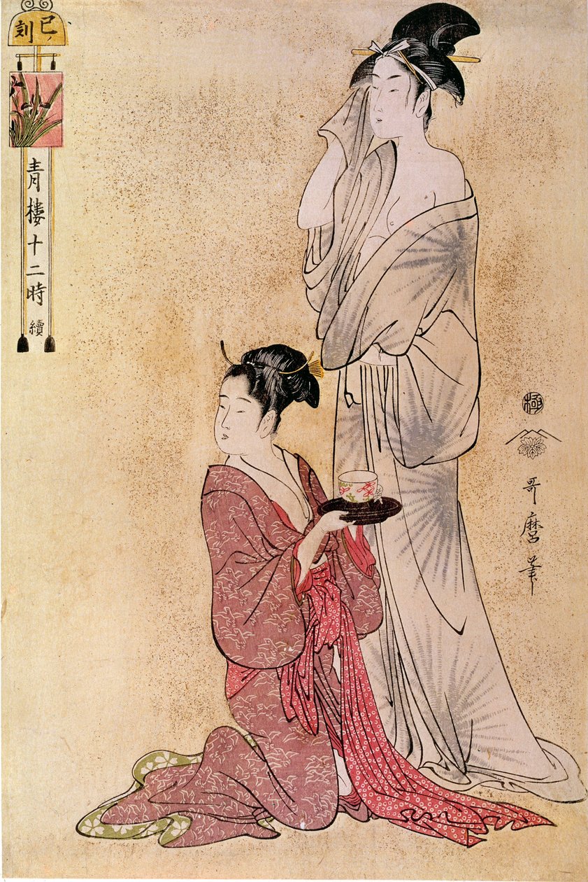 A nő WC-jét Utamaro Kitagawa (1753-1806) japán nyomatával segíti a szolgálólánya. 18. század. Párizs, Guimet Múzeum, Ázsiai Művészeti Múzeum alkotó: Kitagawa Utamaro
