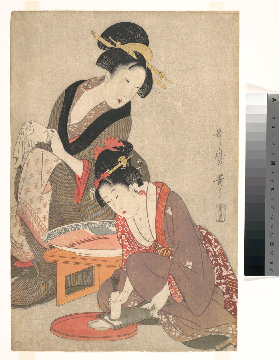 Sasimit készítő nők alkotó: Kitagawa Utamaro