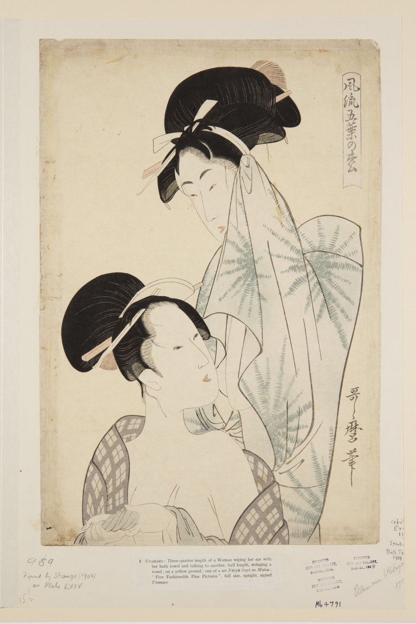 Nők a fürdő után (színes fatömb nyomat) alkotó: Kitagawa Utamaro
