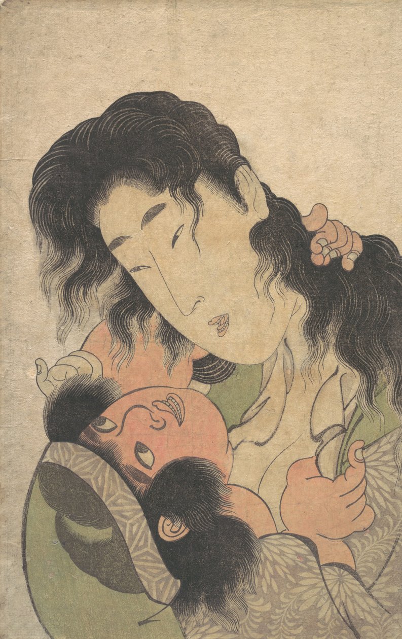 Yamauba játszik a fiatal Kintokival, kb. 1795. alkotó: Kitagawa Utamaro