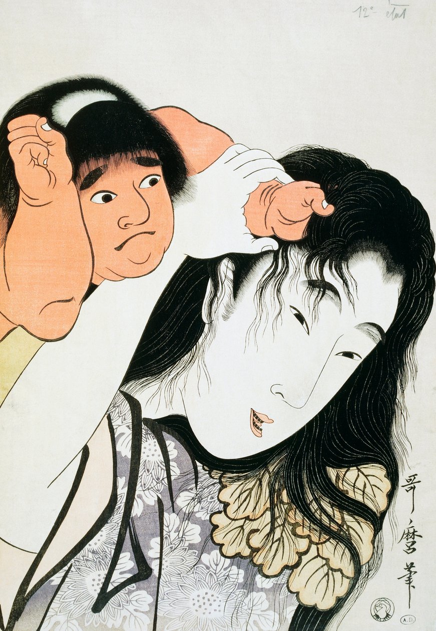 Yamauba és Kintaro, népszerű figurák a japán folklórból, Kitagawa Utamaro (1753-1806) ukiyo-e metszete, fametszet, japán civilizáció, Edo-korszak. alkotó: Kitagawa Utamaro