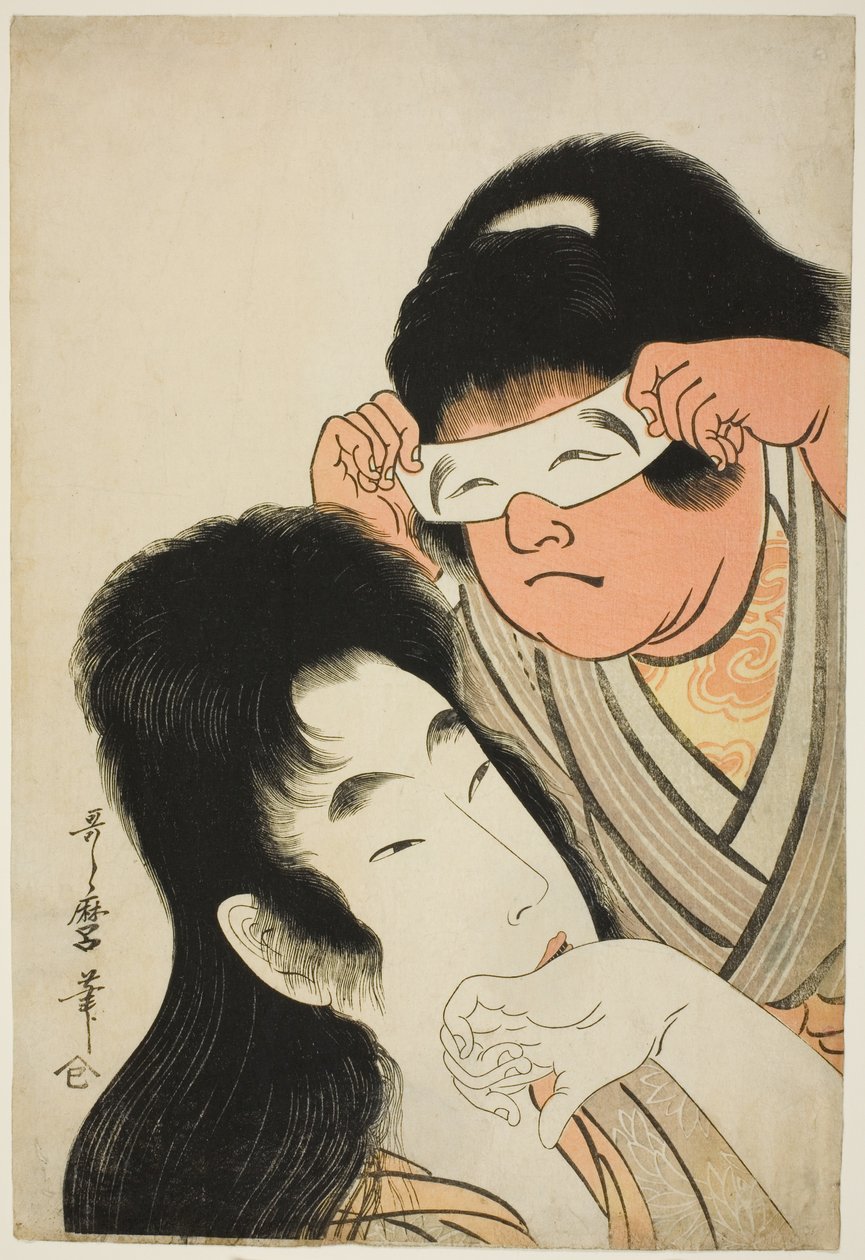 Yamauba Kintaróval, aki játékmaszkot tart alkotó: Kitagawa Utamaro