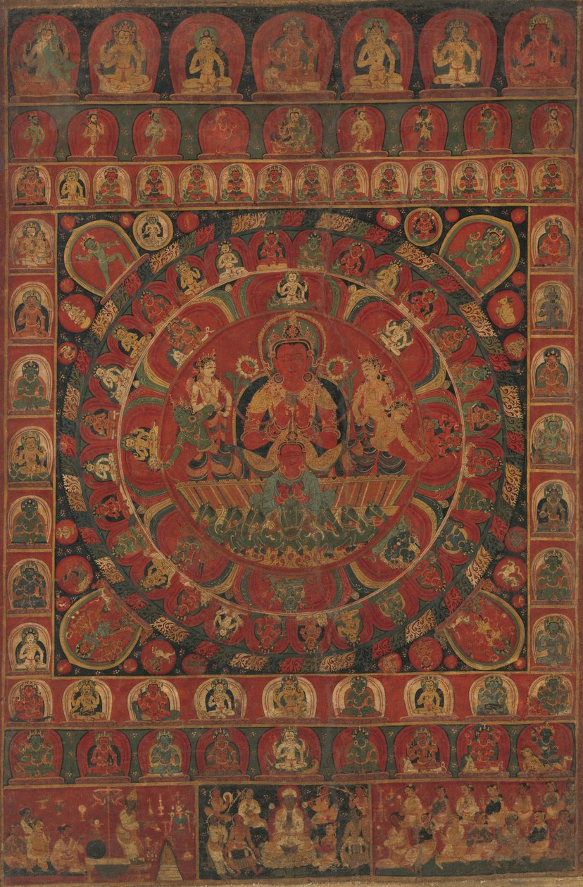 Surya Napisten Mandala nyolc bolygóistenséggel körülvéve, keltezése valószínűleg 1379. alkotó: Kitaharasa