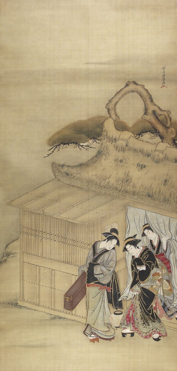 Nikuhitsu ukiyo-e: Gésa útban egy éjszakai megbízatás felé, c. 1784 alkotó: Kitao Masanobu
