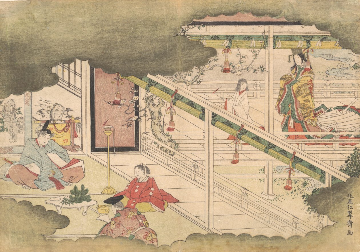 Egy incidens Ise Ise Monogatari meséiből, kb. 1790. alkotó: Kitao Shigemasa