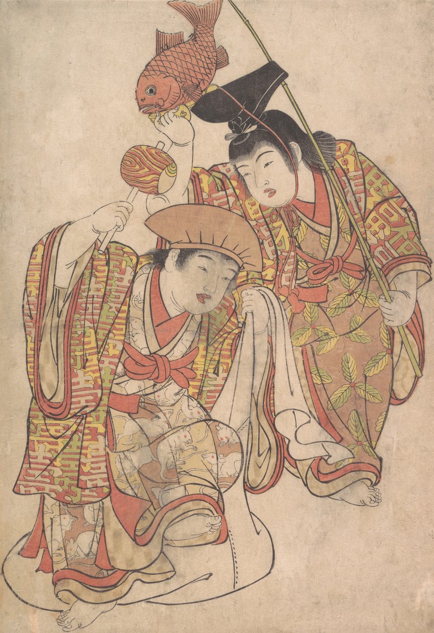 Boys Maquerading as Daikoku and Ebisu, ca. 1780. alkotó: Kitao Shigemasa
