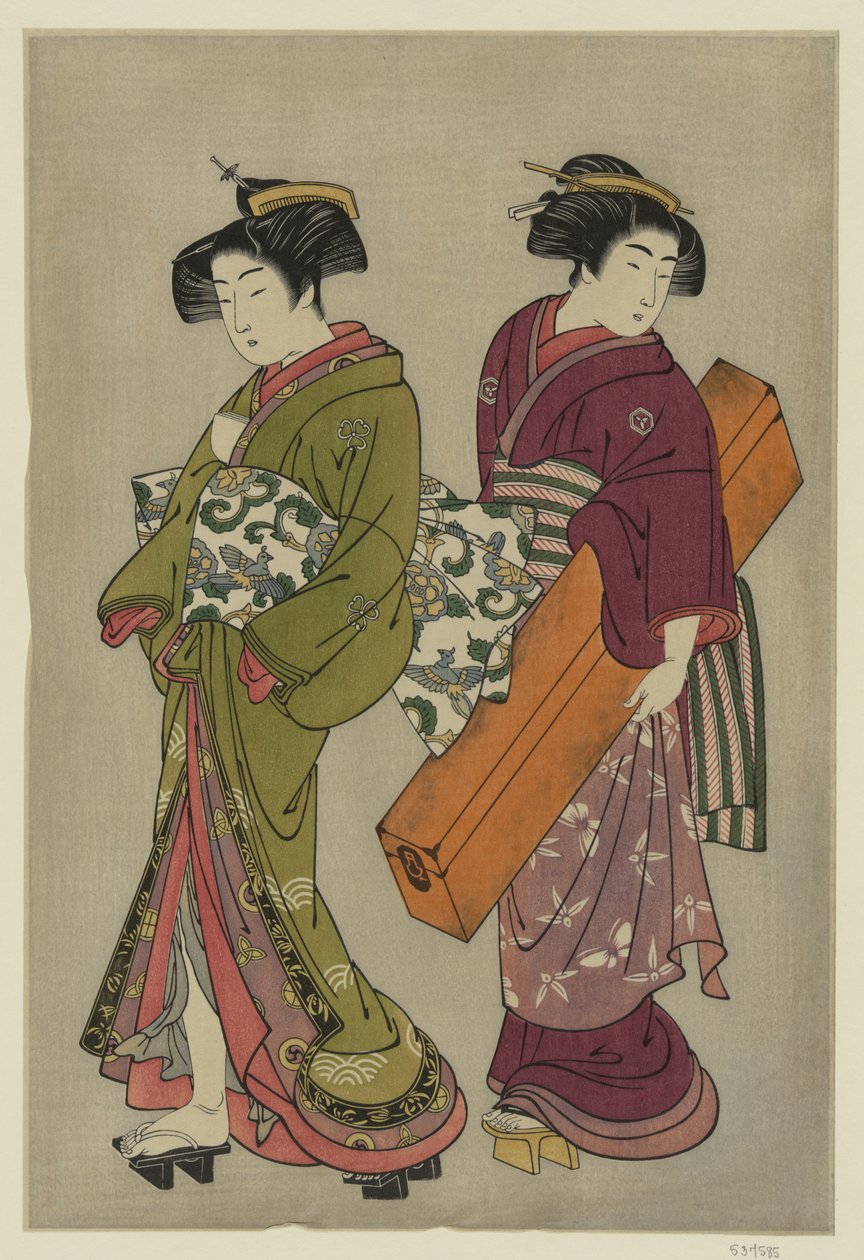 Kitao Shigemasa (1777) Gésa és egy szolga, aki a shamisen dobozát hordja alkotó: Kitao Shigemasa