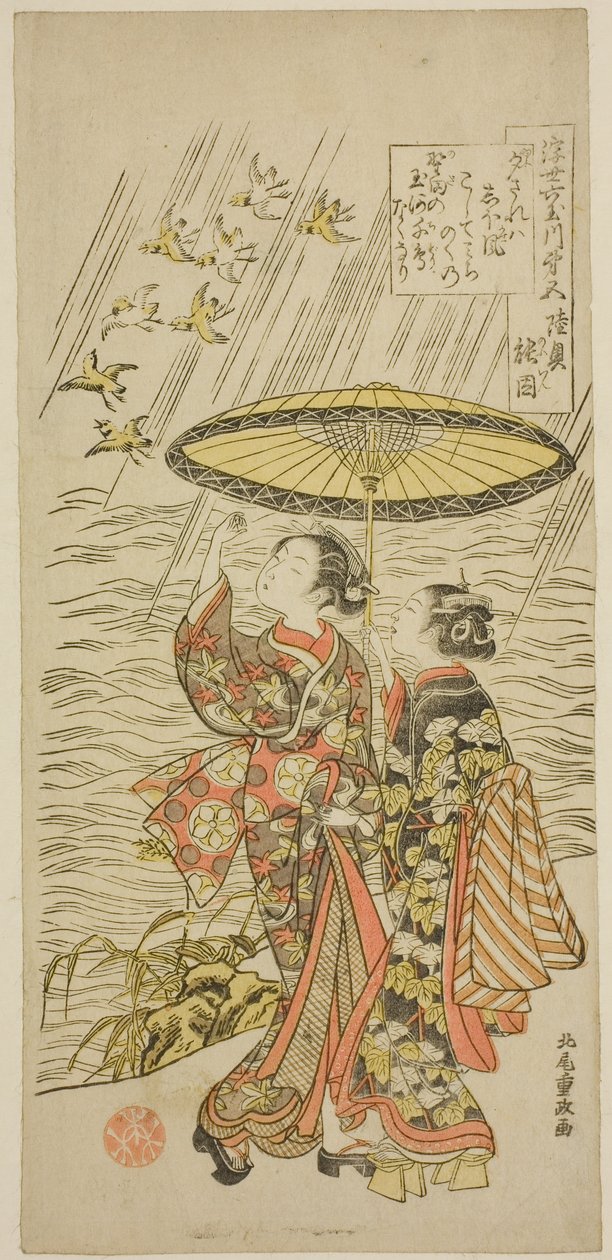 5. szám: Noda folyó Mutsu tartományban, a "Six Jewel Rivers of the Floating World (Ukiyo Mu Tamagawa)" sorozatból alkotó: Kitao Shigemasa