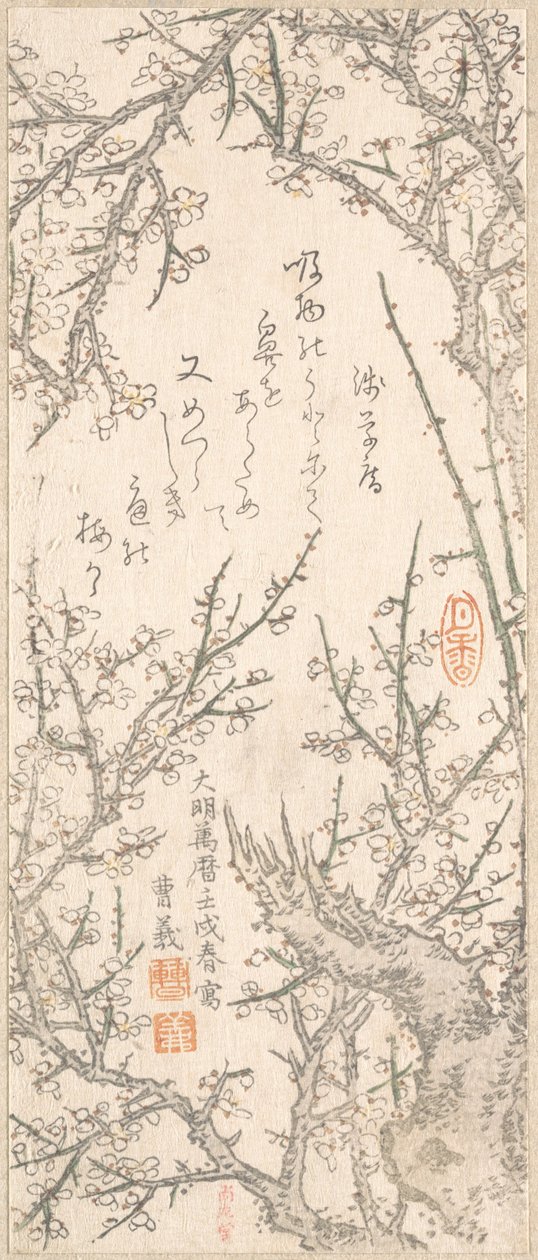 Virágzó szilvafa, 1813. alkotó: Kitao Shigemasa