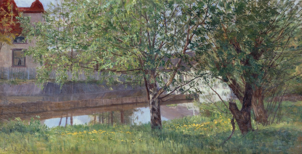Csatorna szakasz házzal és fákkal alkotó: Kitty Lange Kielland