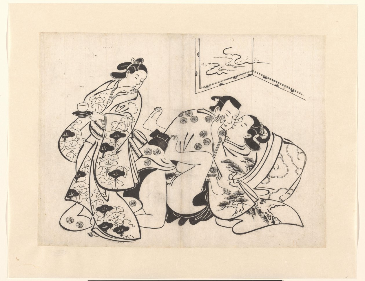 Pár szeretkezés visszanéző lánnyal alkotó: Kiyonobu (I) , Torii