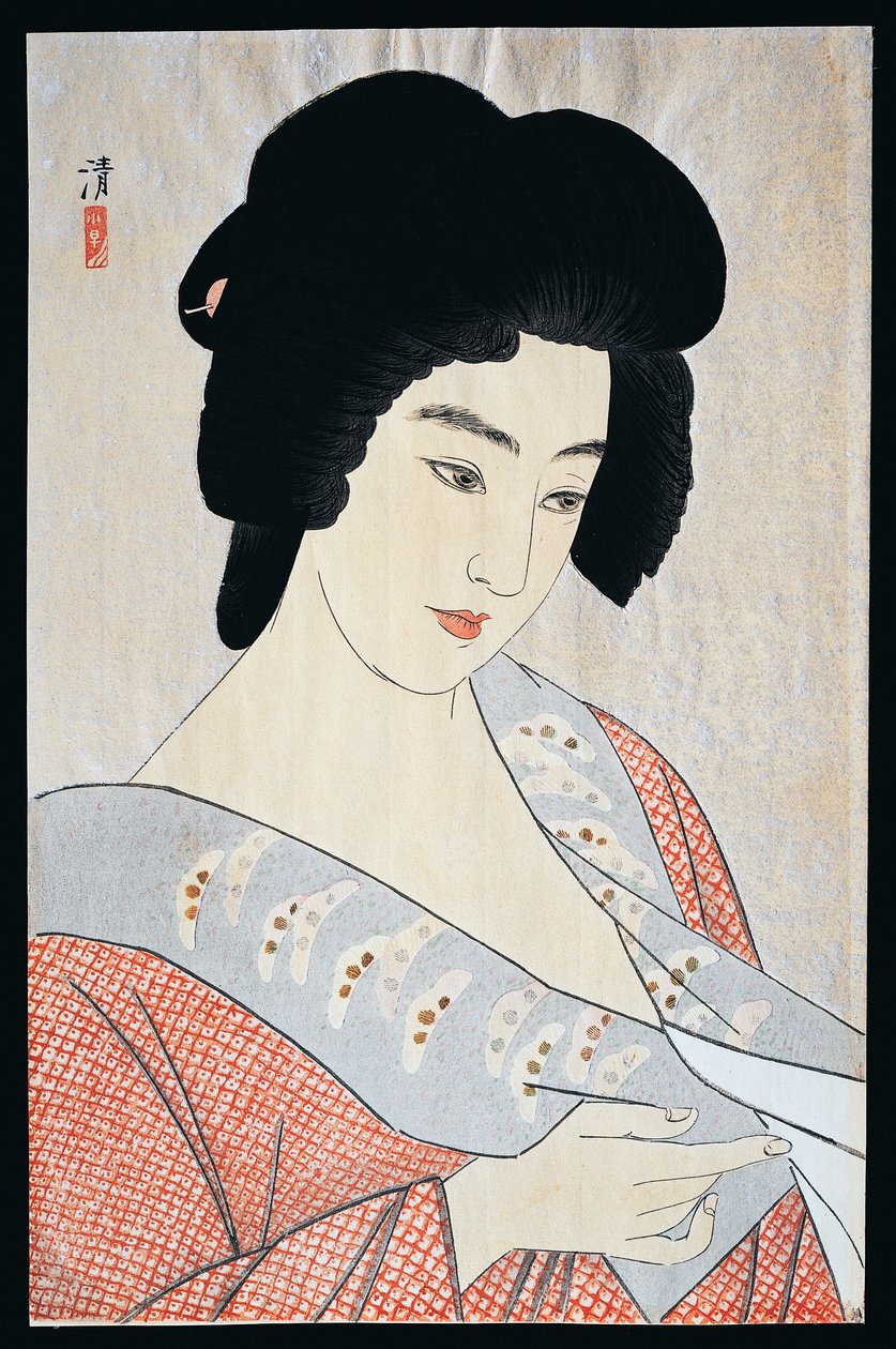 Geisha Ichien, Ka 1933, Kiyoshi Kobayakawa (1896-1948), d ward t, 40,5x26 cm, Meiji-Morowa Perio d, Japán, 20. vonal ry alkotó: Kiyoshi Kobayakawa